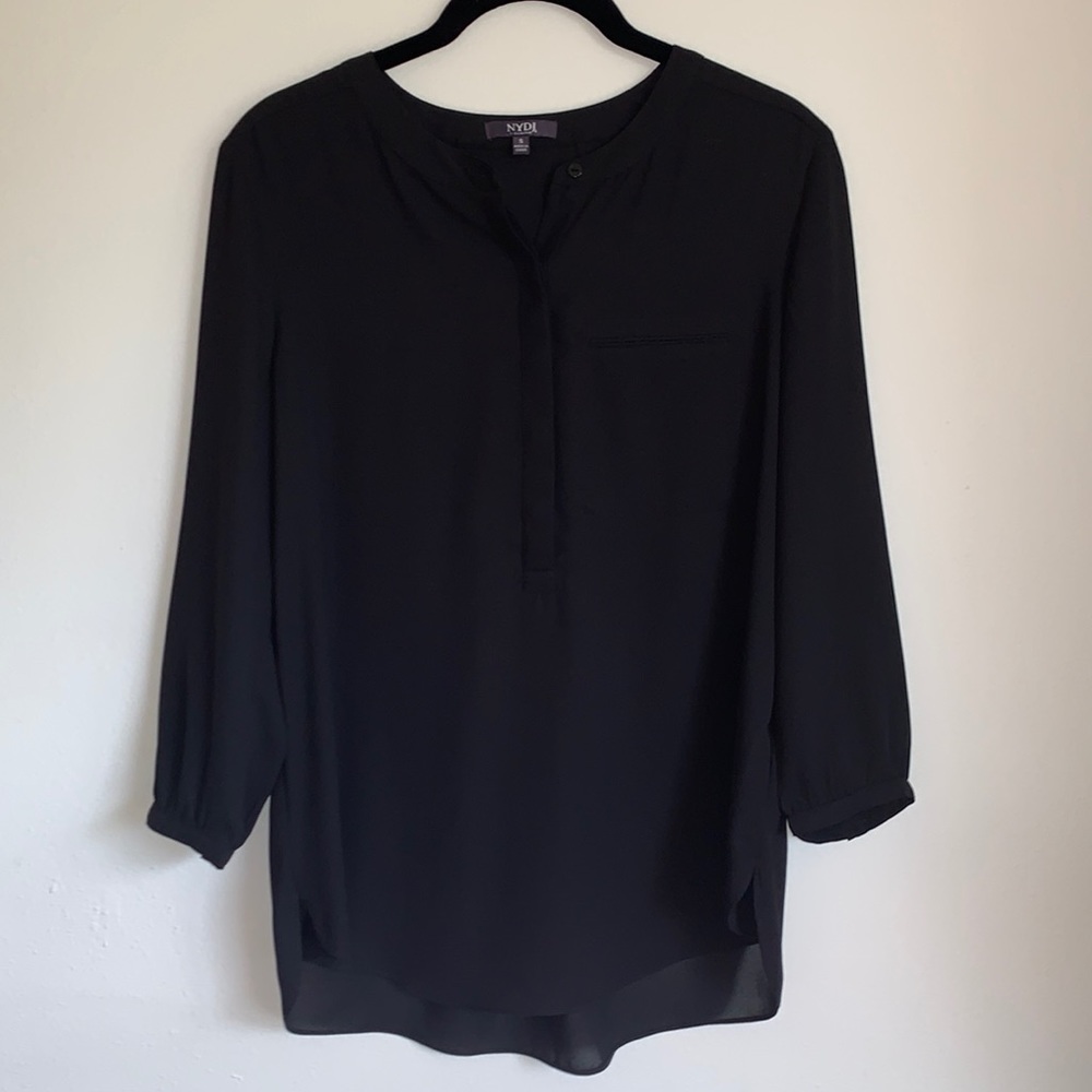 NYDJ Sheer Black Blouse - Size S